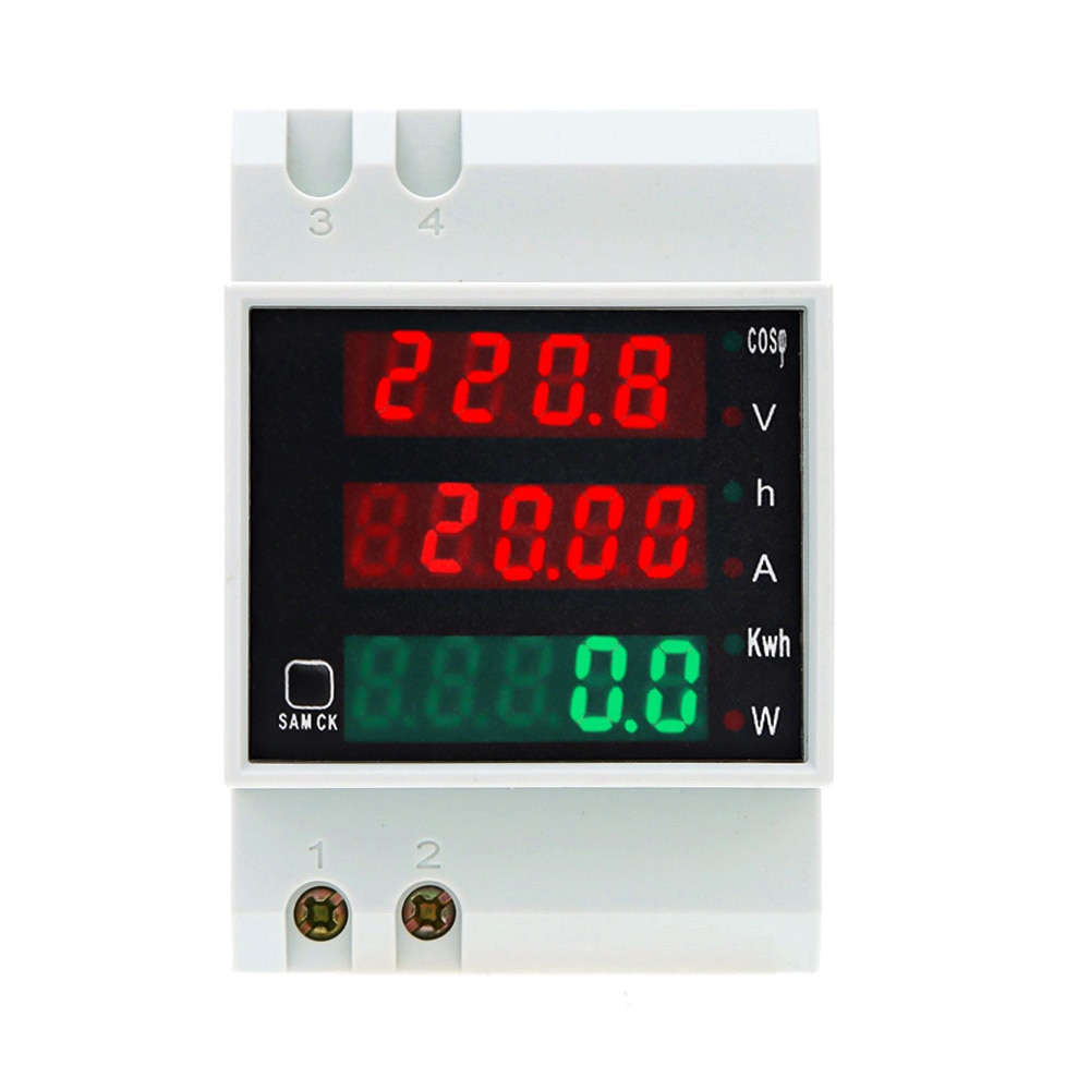 D52-2047 AC80-300V 100A Multi-funzionale Digitale Su Guida din di Tensione di Corrente di Fattore di Potenza Metro Amperometro Voltmetro Amperometro