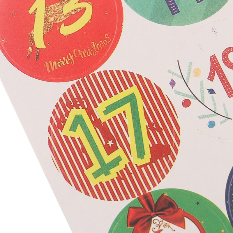 Pegatinas de calendario con cuenta regresiva de Adviento para Navidad, 120 Uds., bolsas de , sellos de etiquetas