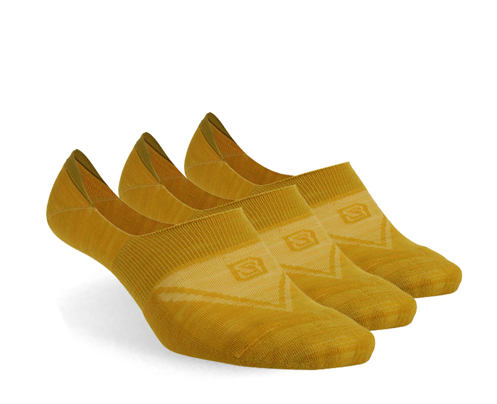 Running Socks, ZEALWOOD Meirno Wool Ultralight No Show Athletic Running Socks for Men and Women, 1/3 Pairs: 3 pair yellow / S