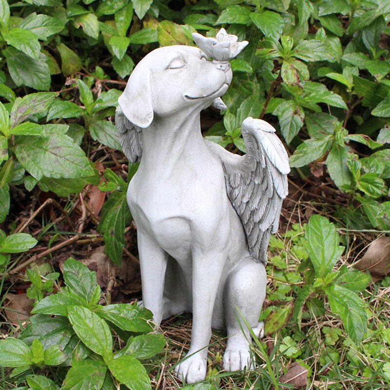 Pet Gravestone Angel Dog Statue Pet Memorial Tombstone Garden Backyard Grave Marker Dog Memorial Stone Dog Remembrance Keepsake