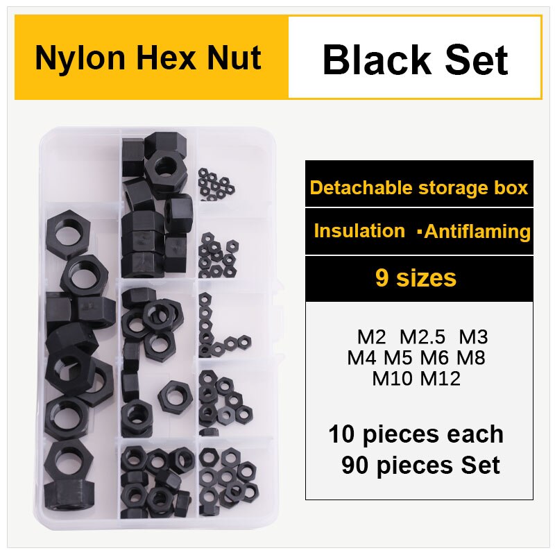 Eikelmoer / nylon zeskantmoer / dopmoer / kunststof zeskantdopmoer combinatieset decoratieve schroefdop zeskant bolle dopmoer