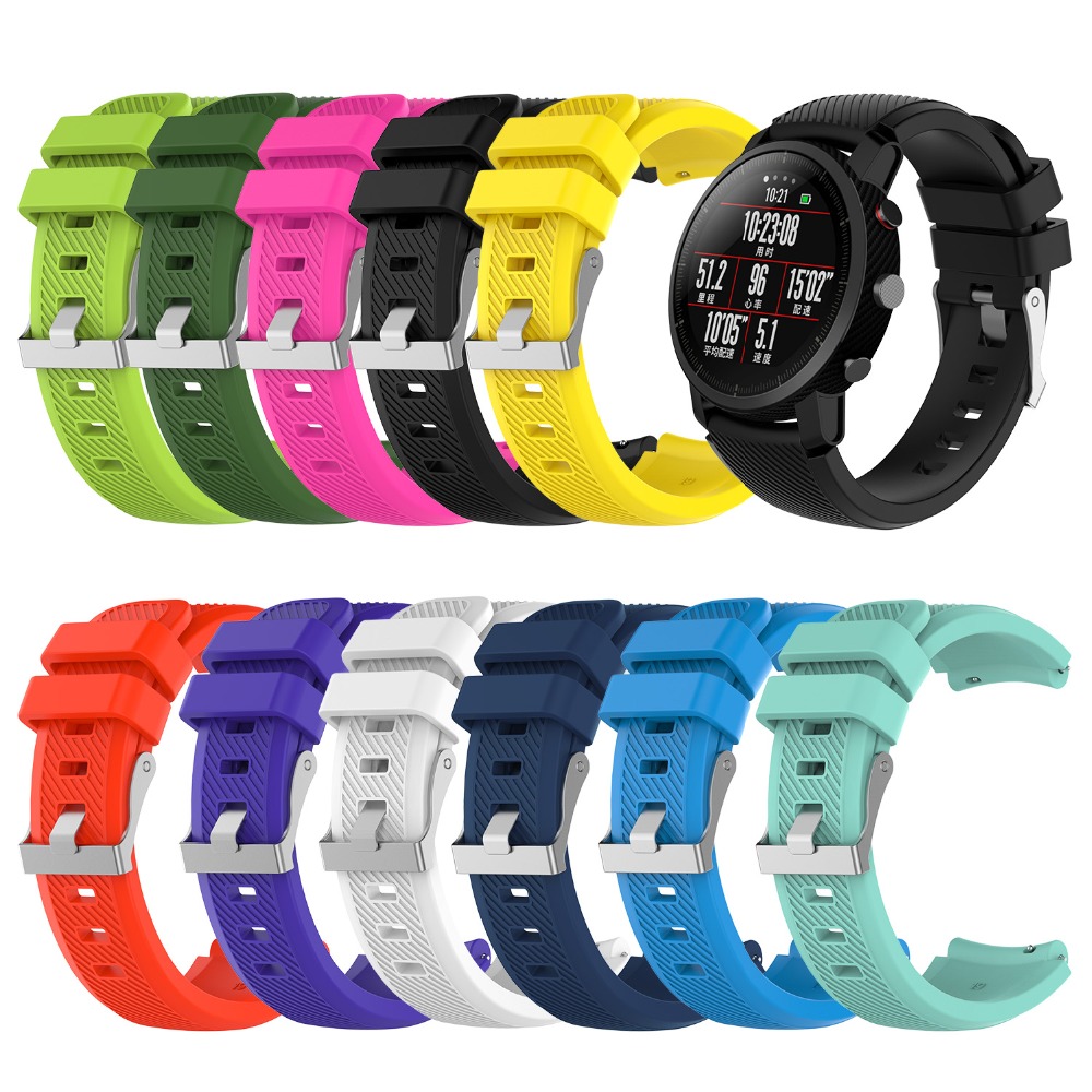 Wrist Strap for xiaomi huami Amazfit Stratos 3 2 2S strap Silicone band With Buckle Sports Belt for xiaomi huami amazfit3