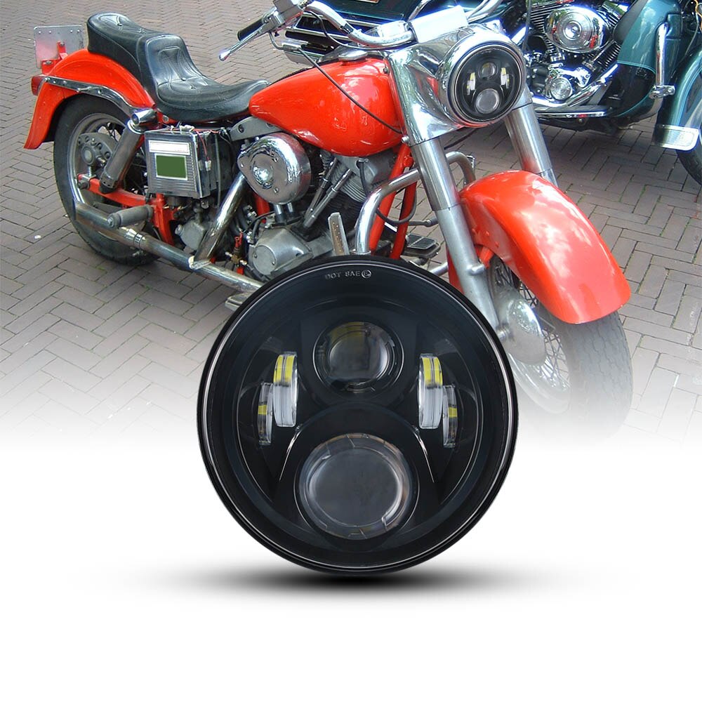 7" LED Headlights Projector LED Lights Bulb Headlamp 7 inch For FLSTC FLSTF FLSTFB: 50W Black