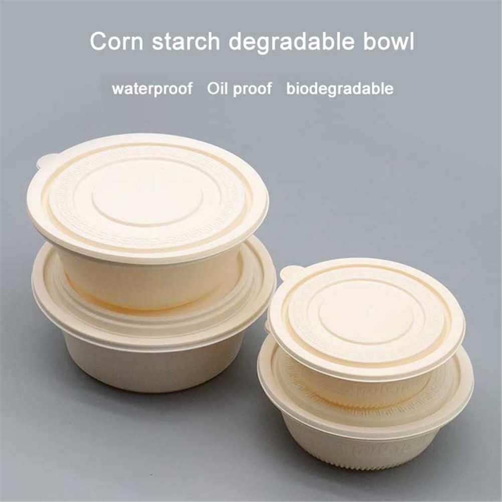 Disposable Round Environment-friendly Degradable Corn Starch Lunch Box Take out Package Box Corn Starch Bento Package Bowl