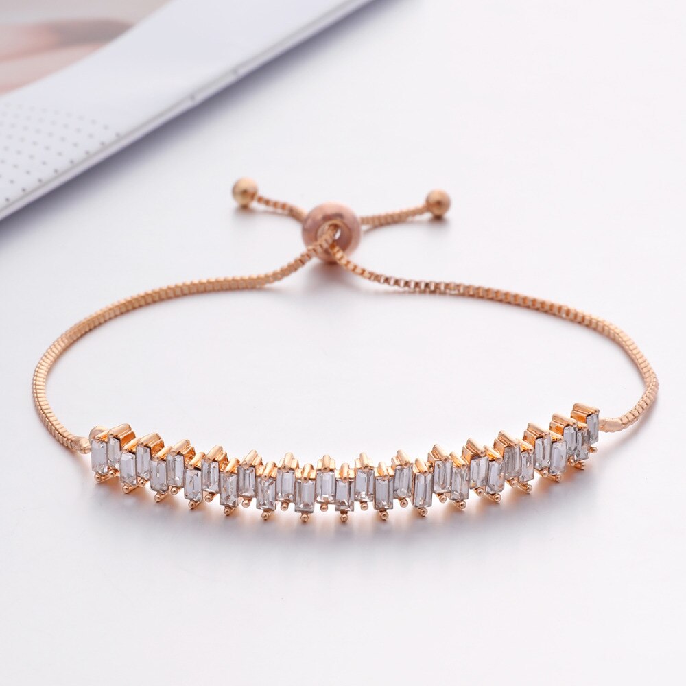 Cute Cubic Zirconia Charm Bracelets for Women Gold Silver Color Chain Crystal Bracelet Bangle Adjustable Femme Jewelry Femme