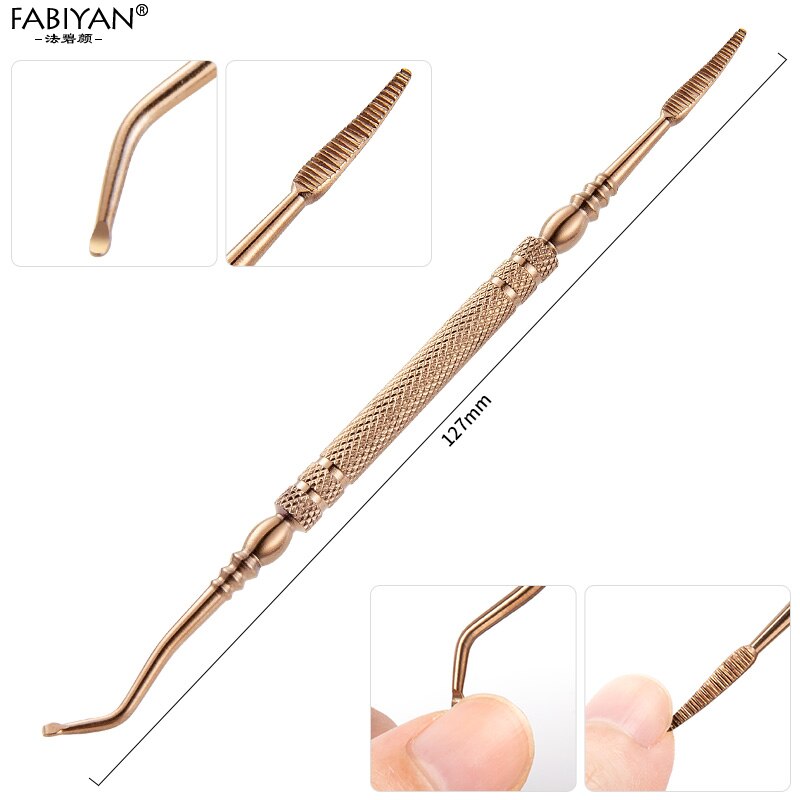 13 stile neglebånd pusher rengøring død hud skåret uv gel polish remover rustfrit stål manicure pedicure pleje værktøj bronze: 09
