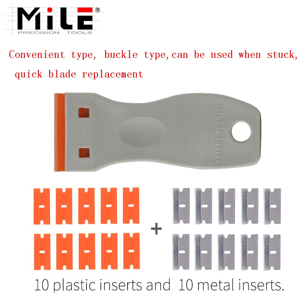 MILE Window Ceramic Glass Oven Razor Scraper 1.5" Blade Plastic Handle Automotive Film Sticker Tool Cleaning Knife 20PCS Blade: gray