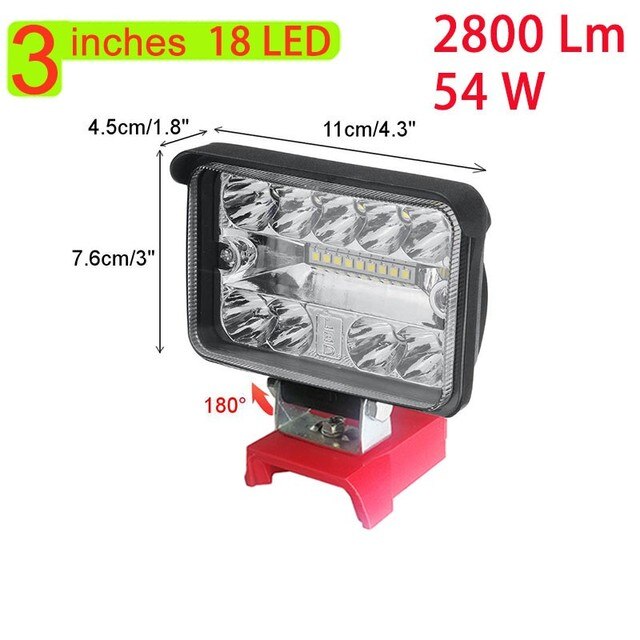 Wireless LED Work Light For Milwaukee M18 18V Battery With USB Low Voltage Protection 110 Degree Swivel Head For Outdoor Camping: C 4