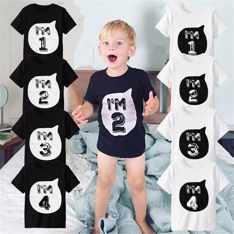 Nummer 1 2 3 4 Print Kids Tshirt Jongen Meisje T-shirt Voor Kinderen Peuter Jongen Kleding Top Tees meisje Verjaardag Wit Tee