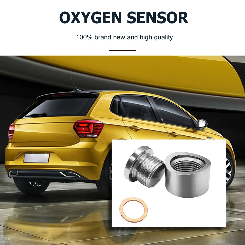 Auto Oxygen Sensor Bung with Gasket Stepped Mounting Plug Nut Kit with Gasket Fitting Bung M18x1.5 for Oxygen Sensor