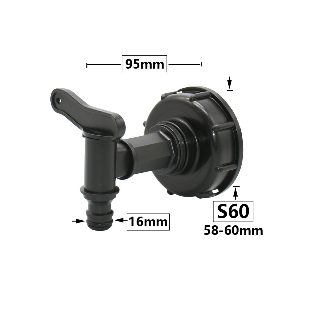 IBC Tank Tap Adapter S60X6 Coarse Thread Garden Quick Connect Faucet Alloy Tank Tap 1000 Liter Ibc Tank Accessory Valve Fitting: black