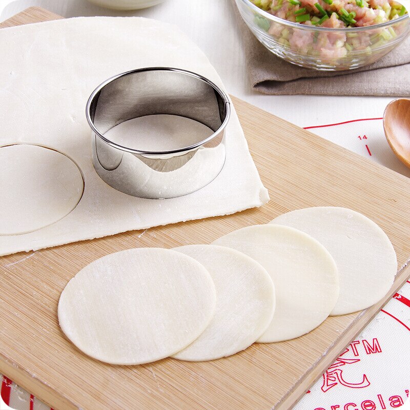 3Pcs Portable Dumplings Cutter Mould Cookie Pastry Maker Stainless Steel Dough Cutting Tool Round/Flower Shaped Kitchen Gadgets