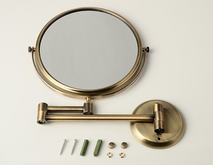 Senducs Antieke Badkamer Spiegel 3x Vergrootglas Bad Spiegel Met 8 inch Badkamer Inklapbare Spiegels Met Massief Messing Bad Spiegel
