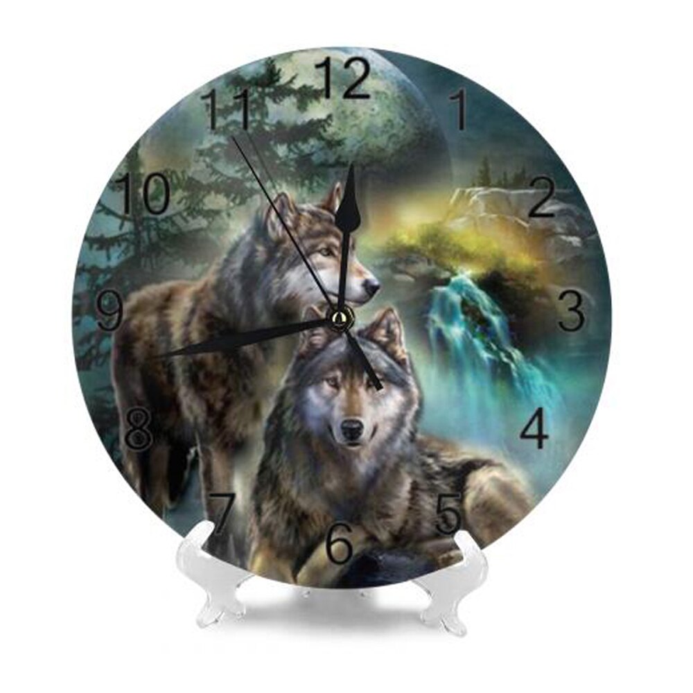 Wolf Wall Clocks Numeral Digital Dial Mute No Ticking Slient Battery Operated Kitchen Clocks Kitchen Wall Decor for Livingroom: SZA2047