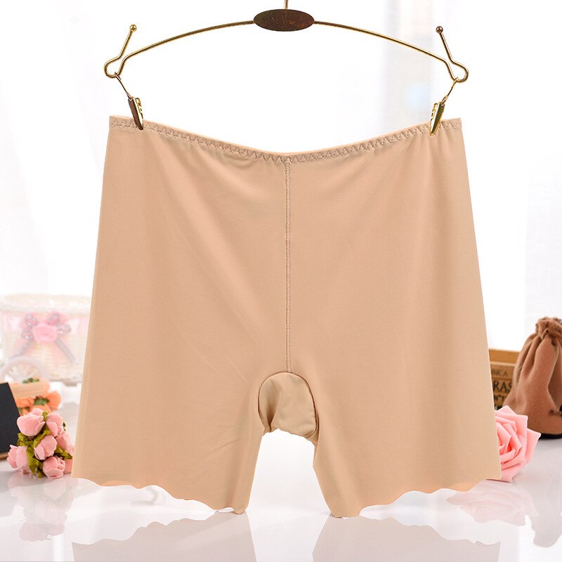 Safety Pants Anti Light Summer Ice Silk Traceless Three Pants Shorts Breathable Ultra Thin Anti Curling Safety Underwear Lady: Skin