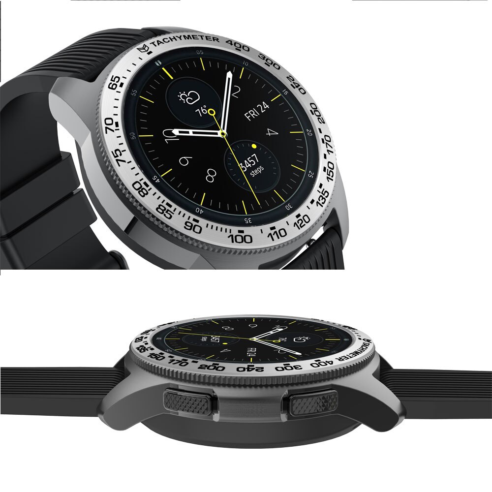 Cubierta de acero inoxidable para reloj inteligente Samsung Galaxy, 46MM, gear s3 frontier, anillo de bisel, cubierta adhesiva antiarañazos