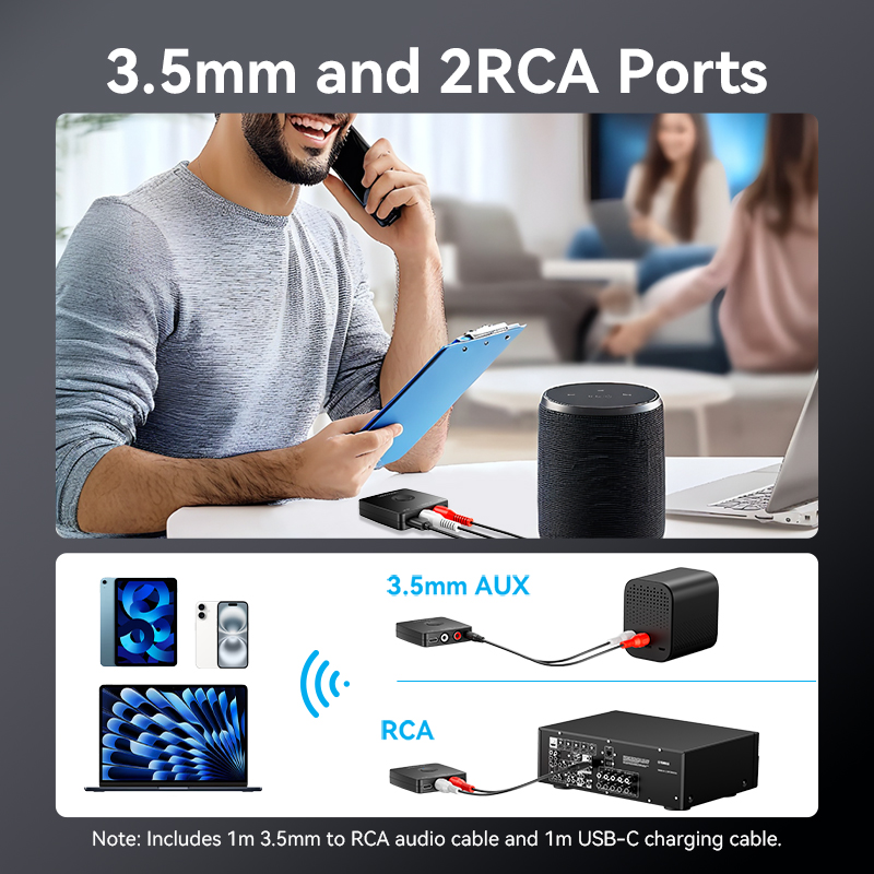 Ventie Bluetooth RCA Ontvanger 5.1 SBC 3.5mm Jack Aux Draadloze Adapter Muziek voor TV Auto 2RCA Bluetooth Audio ontvanger