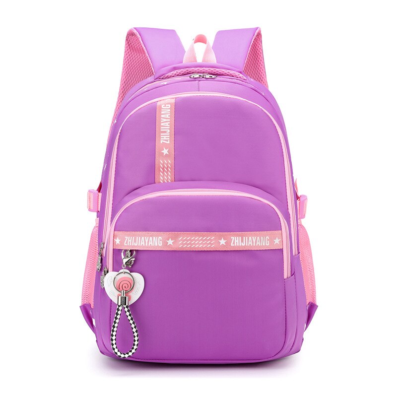 Children School Bag Girls Kids Satchel Primary School Backpack Princess Nylon Bookbags Orthopedic Schoolbag Mochila Infantil: Purple