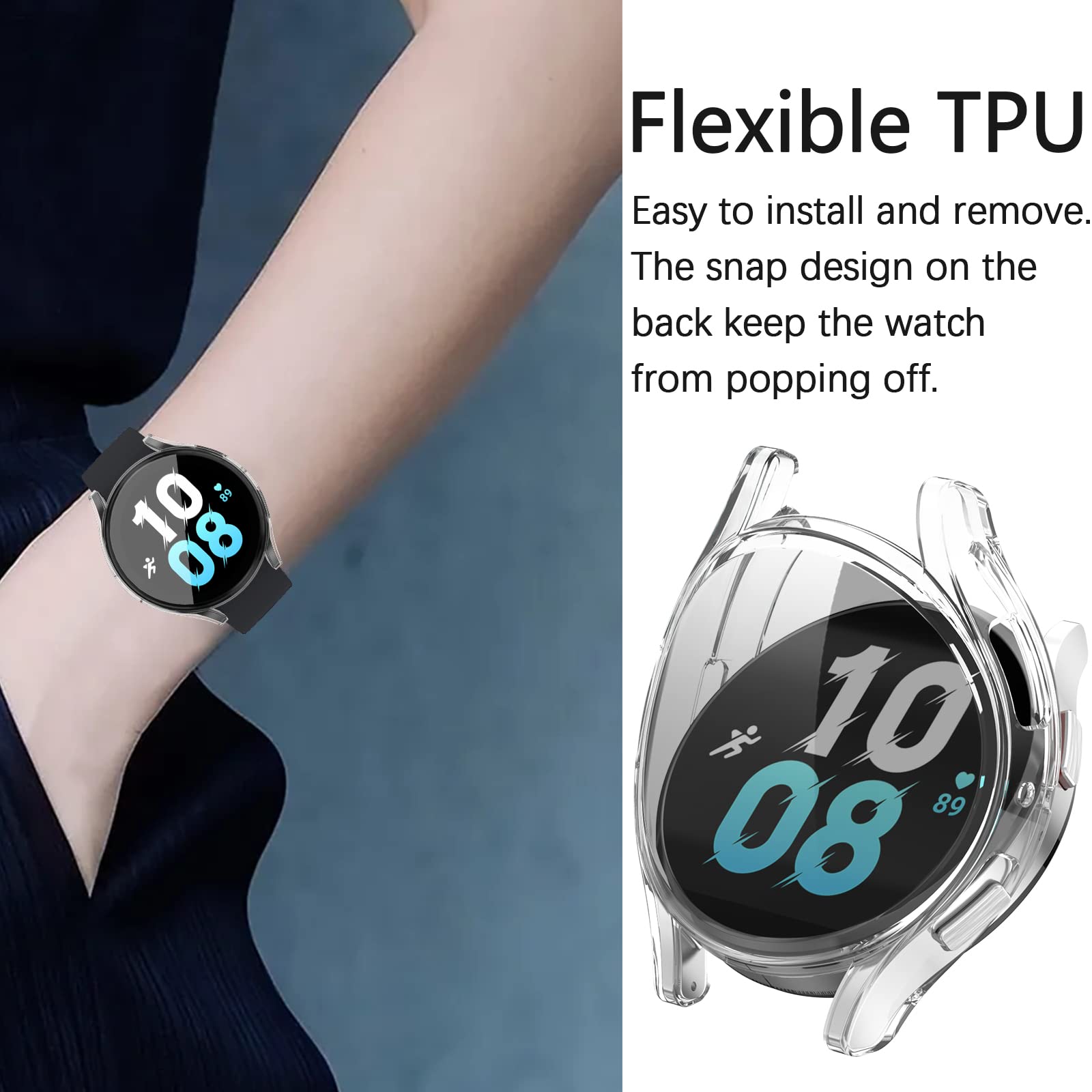 Coque pour Samsung Galaxy Watch 4/5 44mm 40mm classique 46mm 42mm protecteur d'écran TPU couverture de pare-chocs complète pour montre 5 pro 45mm
