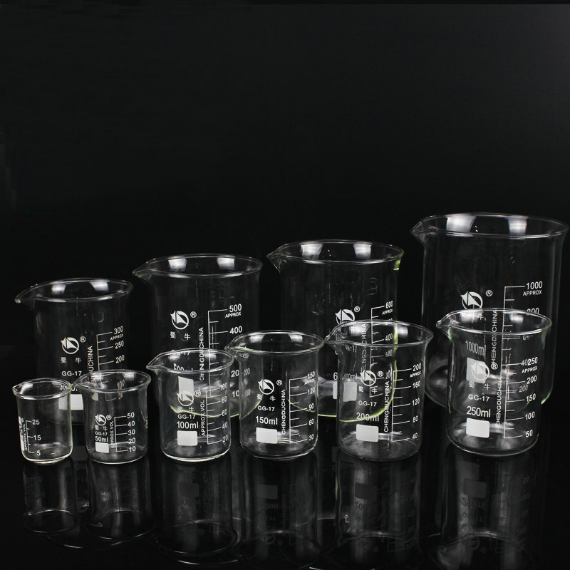 25ml zu 200ml Labor Messbecher transparent Borosilikatglas Becher mit Absolvierte Skala für Labor Chemie Ausrügestochen