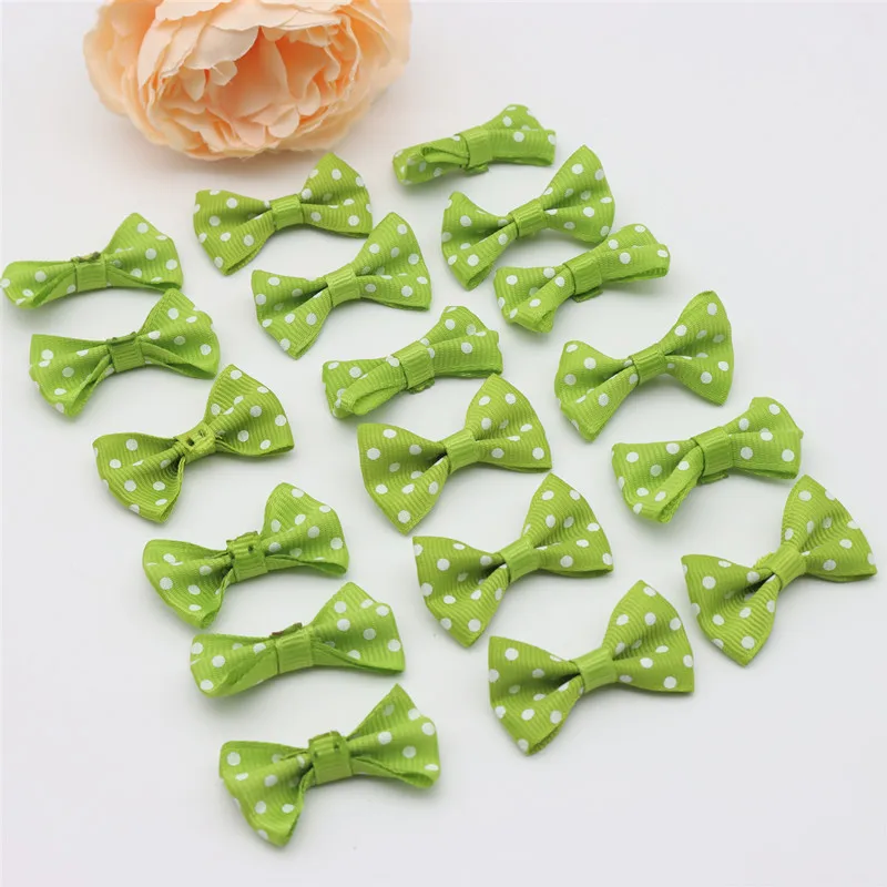 50/100pcs Size 2cmx3.5cm mini polka dot bow waist bow tie clothing diy accessories jewelry small bow tie headwear accessories: light green / L