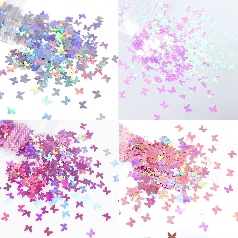 4 zakjes herfst esdoornblad nail art pailletten decoratie holografische kameleon glittervlokken uv gellak tools kerstnagels: Lsbf -129 11