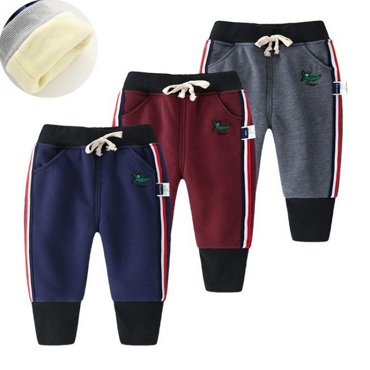 Emmababy 3-6Years Kid Jongens Herfst Winter Warme Dikke Pocket Elastische Taille Sport Broek 3 Kleur