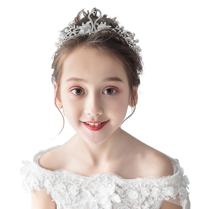 Children\'s Crown Headdress Princess Girls Crown Headband Cute Crown Crystal Flower Wedding Party Accessories Photography Props