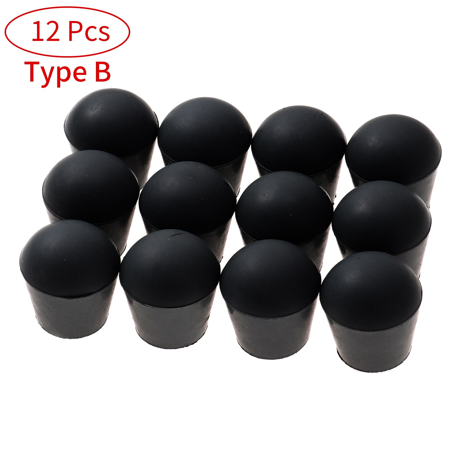 12 Round Table Leg End Caps Steel Chair Tube Plugs Anti Slip Rubber Feet Cups Furniture Foot Tip End Covers Legs Floor Protector: Black B