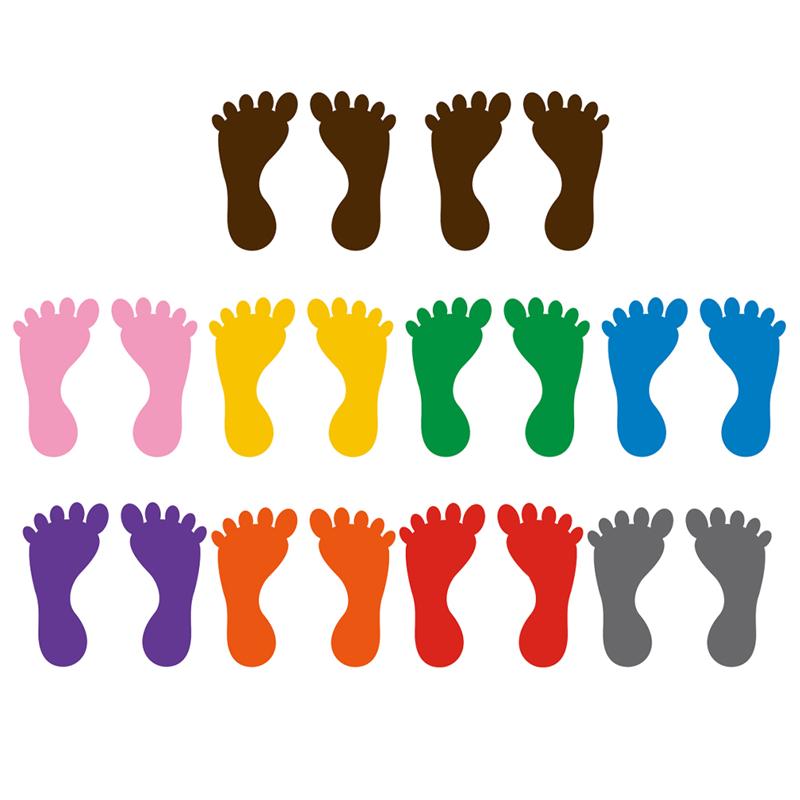 Pegatinas de PVC para huellas de niños, calcomanías de suelo para guardería, calcomanías de suelo para pies, colores mezclados, 10 pares