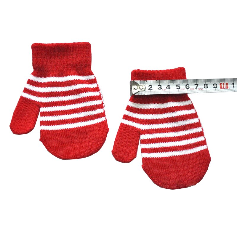 Mitones cálidos de invierno para niños de 1 a 5 años, guantes suaves de lana de punto, a rayas finas, para jugar al aire libre, a prueba de viento