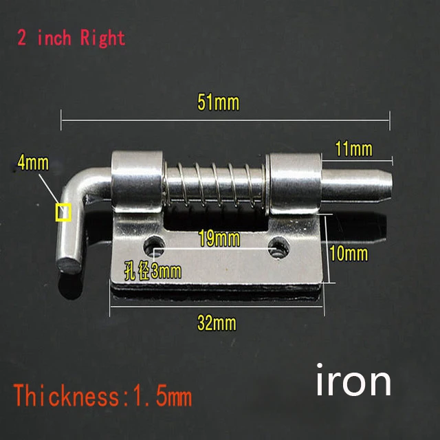 1Pc Long Silver Door Latch Sliding Lock Barrel Bolt Latch Hasp Staple Gate Safety Lock Latch Barrel Bolt Latch Spring Barrel: 2inch-Right