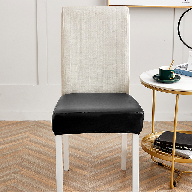 100%  vanntett pu materiale elastikk stoltrekk for spisestue stol sete slipcovers beskytter for kjæledyr: Svart