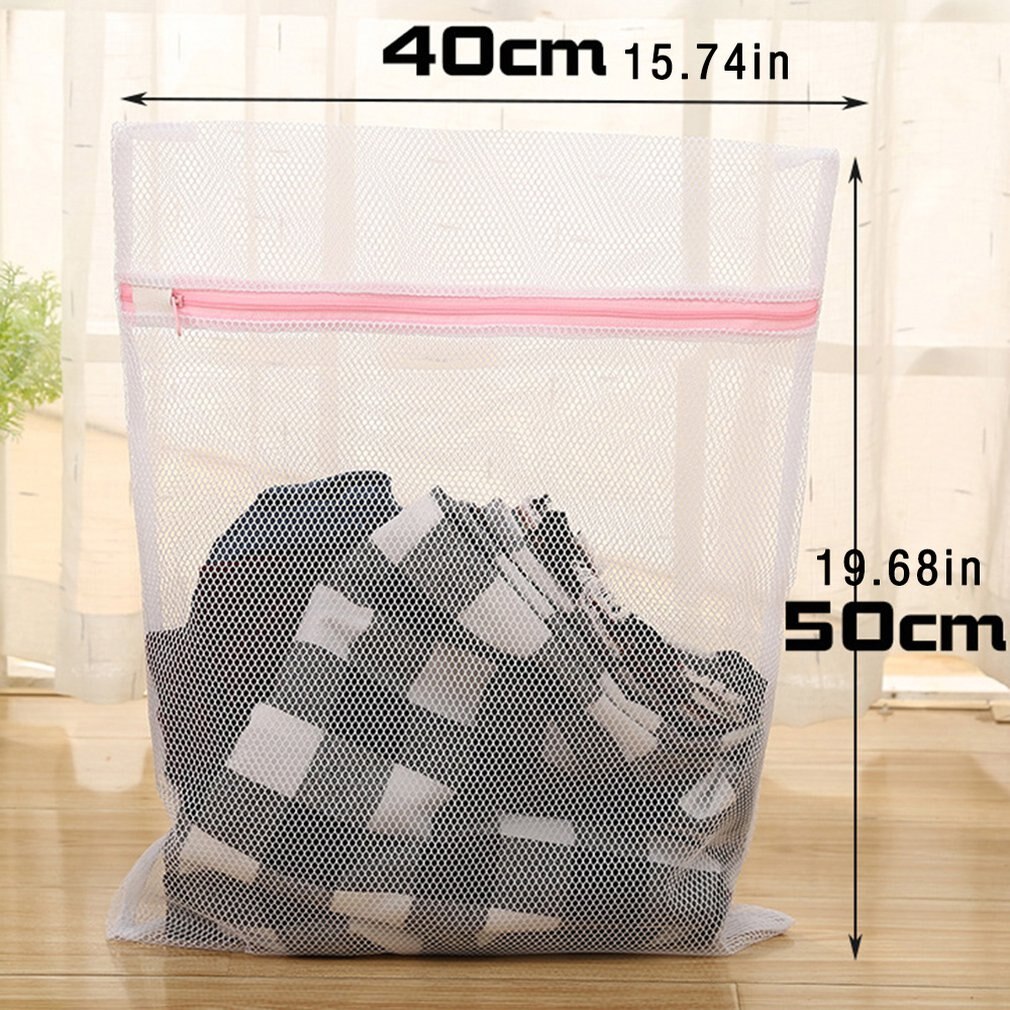 Zippered Mesh Laundry Wash Bags Foldable Underwear Washing Machine Clothes Protection Clothes Organizer: Purple