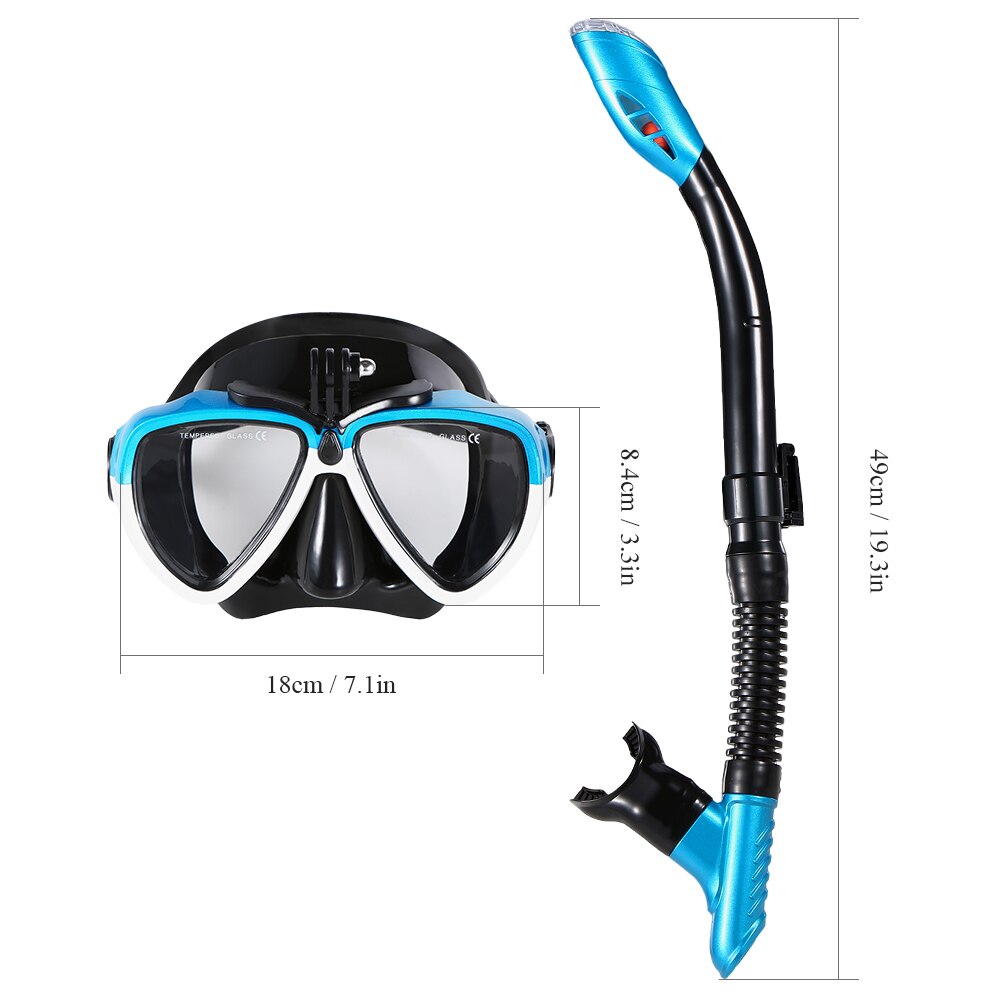 Lixada Professionele Duikbril Scuba Snorkel Zwembril Droge Snorkel Buis Set Mannen Vrouwen Anti-Fog Duikbril Voor camera