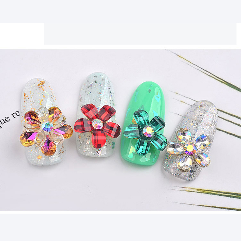 3D nail art Kleurrijke Bloem gems decoraties voor strass 3D DIY charms sieraden