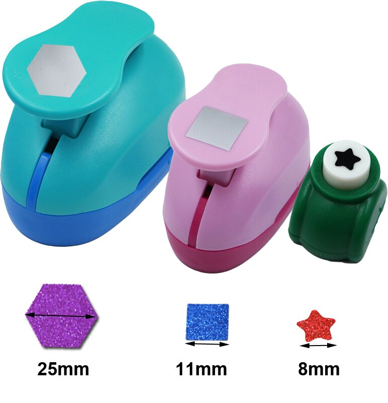Crafts Punch Set 8mm 15mm 25mm paper punches 3pcs/Set diy craft punch scrapbook paper cutter scrapbooking punches: HexagonSquareStar