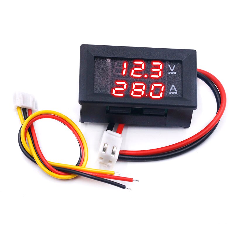 Dc 0-100v 10a digital voltmeter ammeter dobbelt display spenningsdetektor strømmåler panel amp volt gauge 0.28 "rød blå led: Rød rød