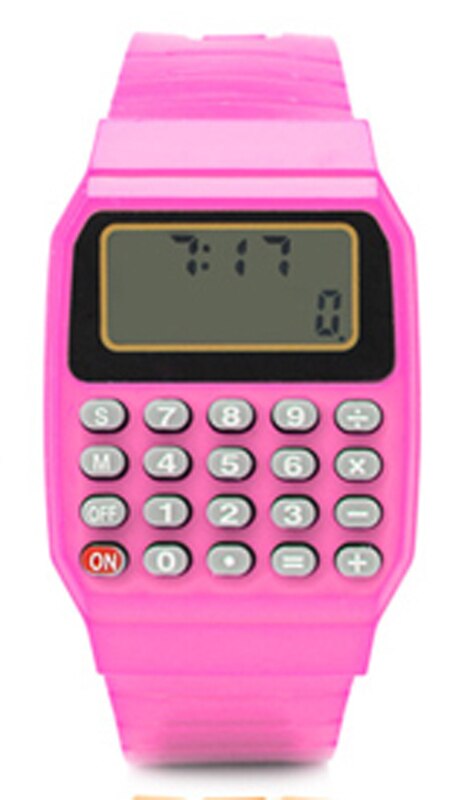 Mode Kinderen Horloges Womage Kinderen Led Digitale Horloges Siliconen Elektronische Rekenmachine Horloges Goedkope Prijs Reloj Multifuncion: 15047pink