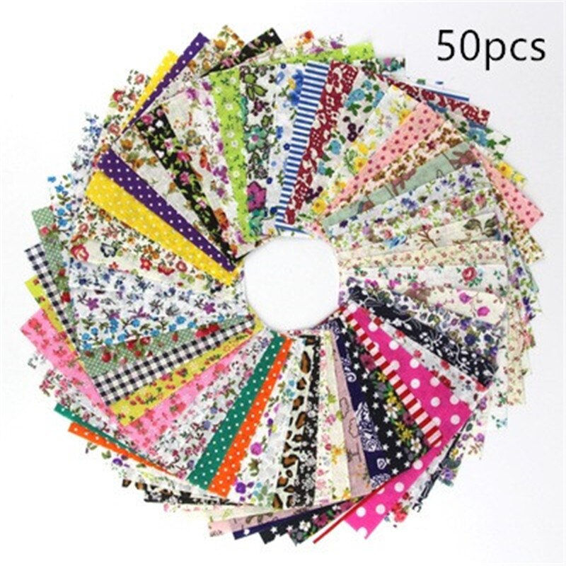 15/50/100Pcs Katoen Stof Gedrukt Doek Naaien Quilten Stoffen Voor Patchwork Handwerken Diy Handgemaakte Accessoires: 10 x10cm 50pcs