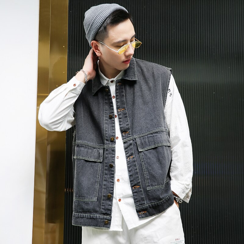 Veste en jean sans manches pour homme, gilet en Denim, Cowboy, manteaux décontractés, 2022
