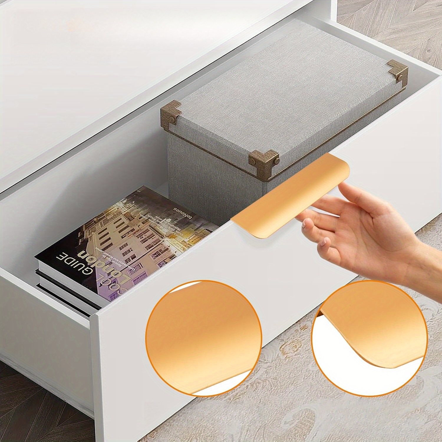 20PCS hidden invisible furniture door pull window, drawer pull window with finger, modern replacement handle, kitchen cabinet