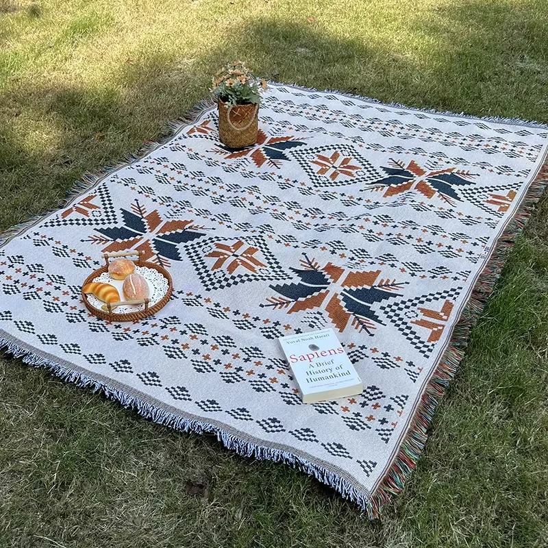Nueva estera de Picnic a cuadros bohemia, manta para acampar en interiores y exteriores, tela de Picnic de punto portátil, funda para sofá, mantas para tienda