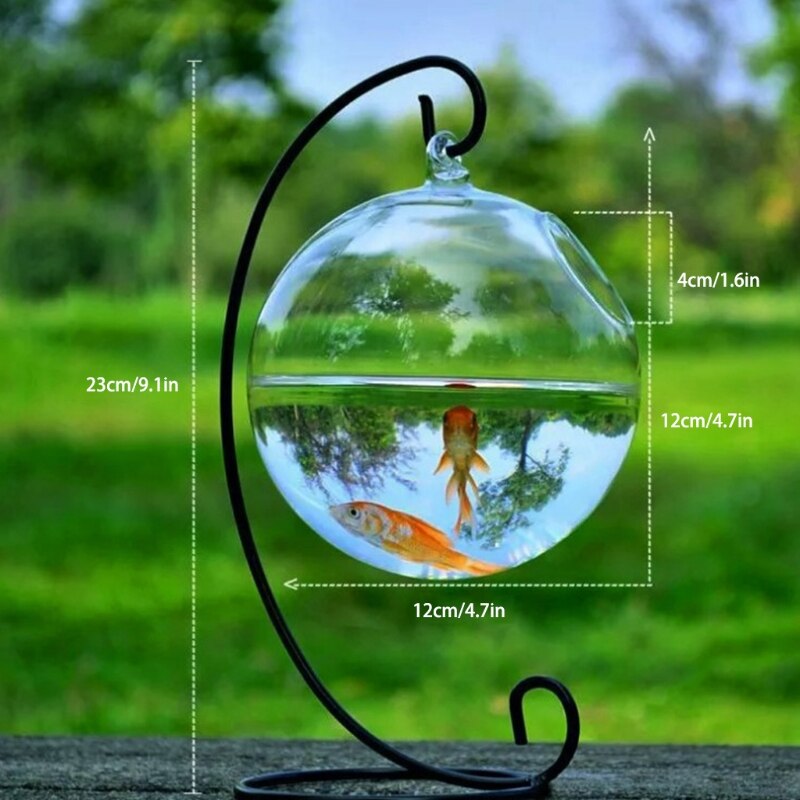Transparent Spherical Glass Handmade Fish Tank Round Shape Hanging Glass Aquarium Fish Bowl Clear Plant Terrarium