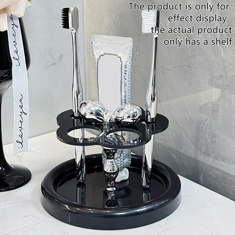 Soporte de cepillo de dientes eléctrico acrílico con forma de flor, estante de almacenamiento de pasta de dientes, estante de almacenamiento de cepillos de maquillaje, organizador de escritorio para baño: Rojo