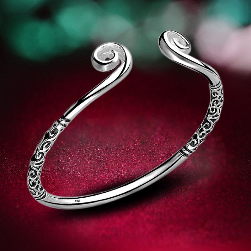 Pakkopaita rannekoru hopeoidut rannekorut ja rannekorut naisille korut pulseiras femme pulseras pulseira bileklik ranneke love: Hopeoitu