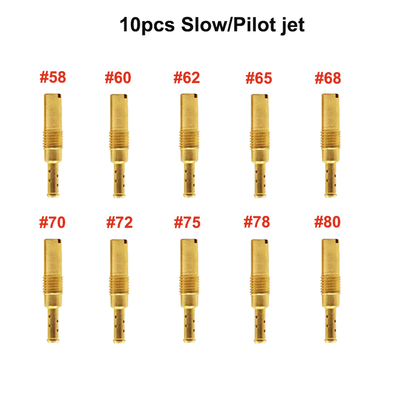 10 pz PWK PWM Jet Moto Carburatore Getti Principali Getti Pilota lento per Keihin OKO CVK NSR KSR carboidrati impostato Iniettore Ugello Carburador: bianca