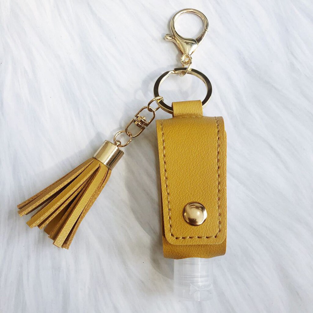 Hand Sanitizer Leder Keychain Halter Reise Flasche Nachfüllbar Container 30ml Flip Wiederverwendbare Flasche mit Quaste Keychain Träger: H