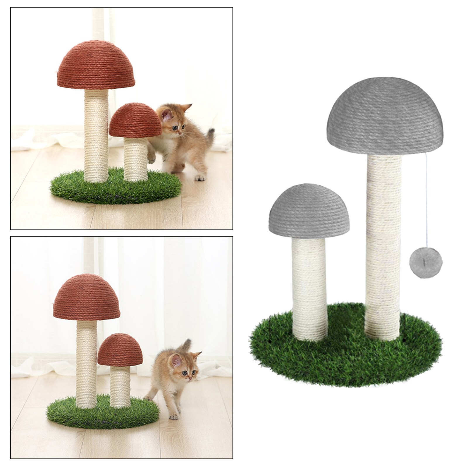 Cat Scratching Post Pet Play Fun Toy Scratcher Board for Lovely Cats: Gray with Ball