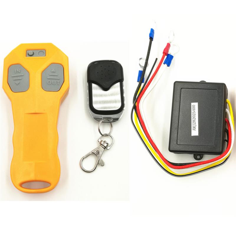 12V 50ft Wireless Winch Remote Control Set yellow Kit With Key Fob For Truck ATV SUV Auto Winch